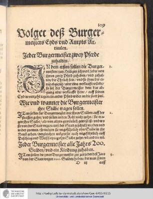 Volget desz Burgermeister Eyds und Amptsarticuln