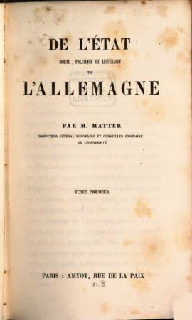 De l'état moral politique et litteraire de l'Allemagne, 1