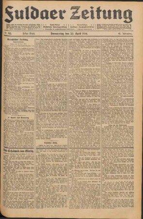 Ausgabe vom Donnerstag, den 23. April 1914.