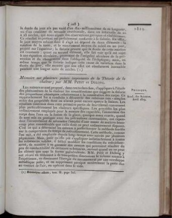 Mémoire sur plusieurs points importants de la Théorie de la chaleur;