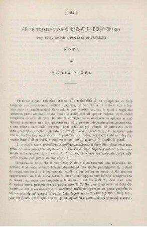 Sulle trasformazioni razionali dello spazio che individuano complessi di tangenti.