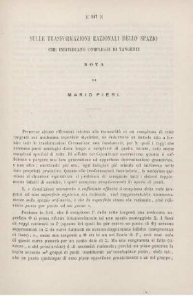Sulle trasformazioni razionali dello spazio che individuano complessi di tangenti.