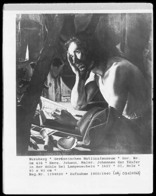 Johannes der Täufer in der Höhle bei Lampenschein