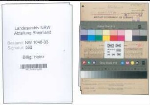 Entnazifizierung Heinz Billig , geb. 04.06.1893 (Lehrer)