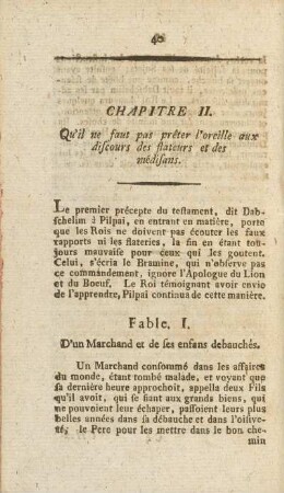 Fable I. D'un Marchand et de ses enfans debauchés