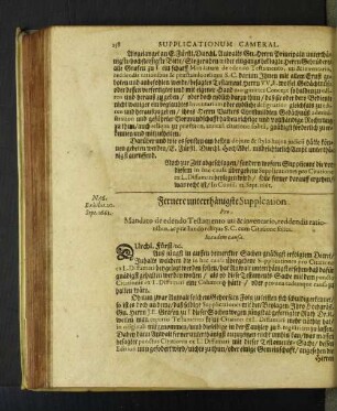 Fernere unterthänigste Suppl[i]cation Pro Mandato de edendo Testamento ... [u. a.]