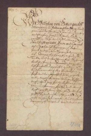 Vertrag zwischen dem Markgrafen Wilhelm zu Baden-Baden und Abt, Prior und Convent des Klosters Schwarzach wegen der Leibeigenen