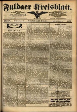 Zweite Ausgabe vom Samstag, den 23. September 1905.