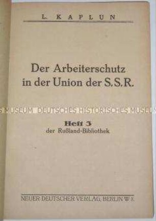 Abhandlung über den Arbeitsschutz in der UdSSR