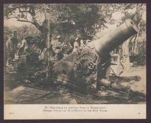 Die Schwächung der Foch'schen Armee an Kriegsmaterial. Erbeutete Batterie von 28 cm-Mörsern bei dem Dorf Mareuil.