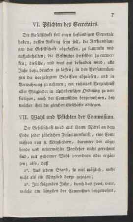 VI. Pflichten des Secretairs