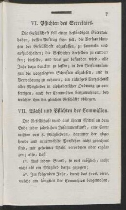 VI. Pflichten des Secretairs