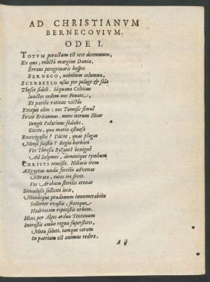 Ad Christianum Bernecovium. Ode I.