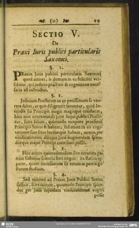 Sectio V. De Praxi Iuris publici particularis Saxonici