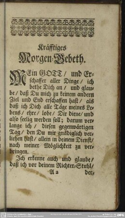 Kräfftiges Morgen-Gebeth
