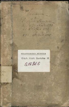 Belege zum Hypothekenbuch ("Scrinium") des Ksp. Rönsahl Bd. 5