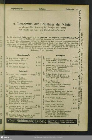 2. Häuserbuch : 2. Verzeichnis der Bewohner der Häuser