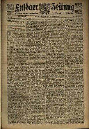 Erste Ausgabe vom Donnerstag, den 10. August 1911.