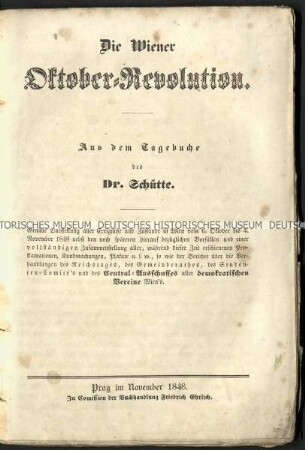 Abhandlung über die Revolution im Oktober 1848 in Wien
