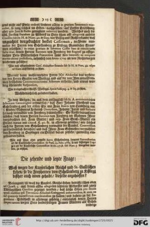 Die zehende und letzte Frage