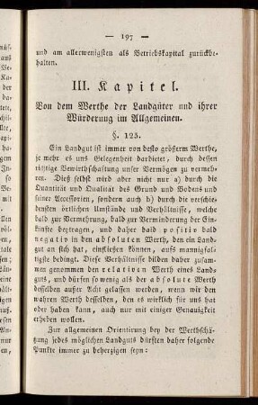 III. Kapitel. Von dem Werthe der Landgüter und ihrer Würderung im Allgemeinen