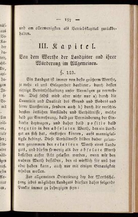 III. Kapitel. Von dem Werthe der Landgüter und ihrer Würderung im Allgemeinen