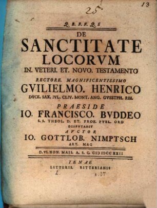 De sanctitate locorum in Veteri et Novo Testamento
