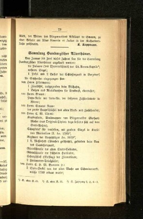 Sammlung Hamburgischer Alterthümer.