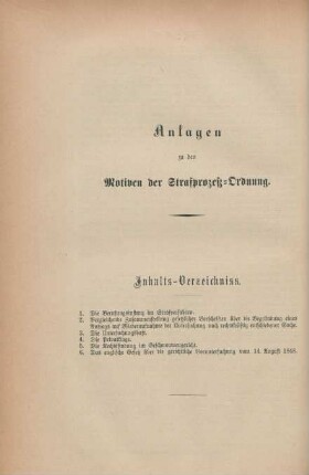 Anlagen zu den Motiven der Strafprozeß-Ordnung
