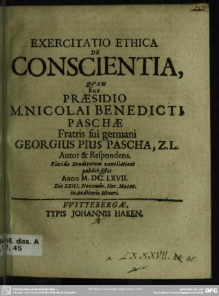 Exercitatio ethica de conscientia
