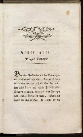 Erster Theil. Religion überhaupt.