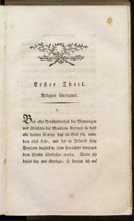 Erster Theil. Religion überhaupt.