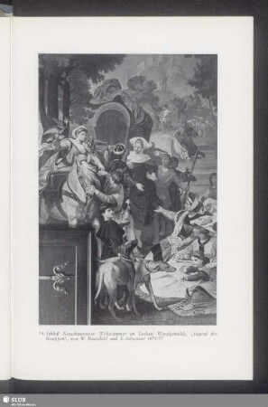 75. Schloß Neuschwanstein. Wohnzimmer im Torbau. Wandgemälde, "Jugend des Knappen", von W. Hausschild und E. Schwoiser 1874/77