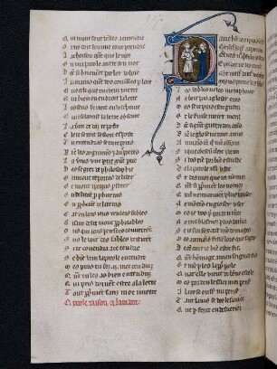 Deckfarbeninitiale D, historisiert: La Raison parle a l'amant