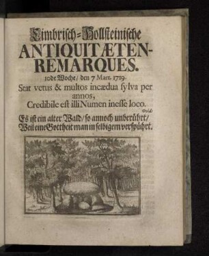 Cimbrisch-Hollsteinische Antiquitæten-Remarques. 10de Woche/ den 7 Mart. 1719.