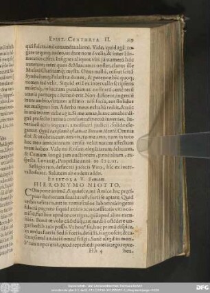 Epistola V. Romam. Hieronymo Niotto.