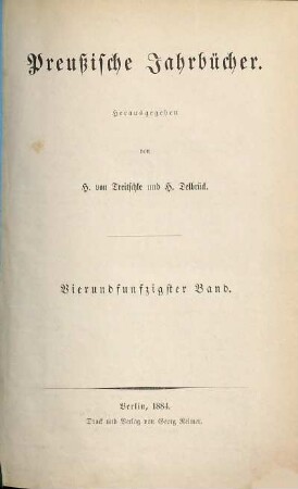 Preußische Jahrbücher. 54. 1884