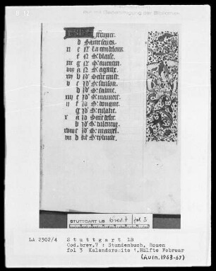 Lateinisch-französisches Stundenbuch (Livre d'heures) — KL-Ligatur und Teilbordüre, Folio 3recto