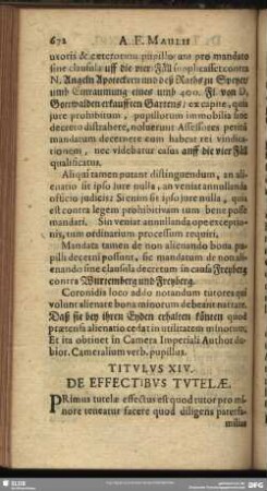 Titulus XIV. De Effectibus Tutelae