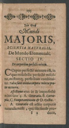 Sectio IV. De corporibus perfecte mixtis.