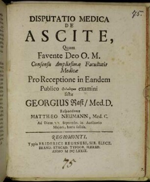 Disputatio Medica De Ascite