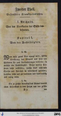 I. Abschnitt. Von den Krankheiten der Säfte insbesondere.