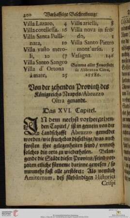 Das XVI. Capitel: Von der zehenden Provintz des Königreichs Neapels / Abruzzo Oltra genandt