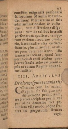 III. Articvlvs. De eleemosynis percunia riis.