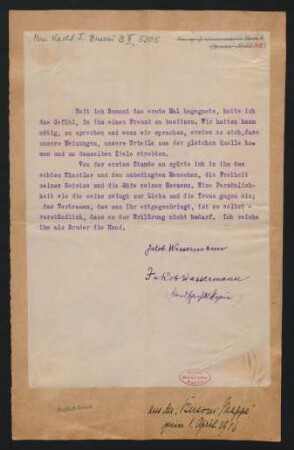 Briefabschrift an Ferruccio Busoni : 01.04.1916