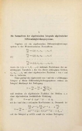Untersuchungen über die Brunsschen Integralgleichungen und über die Normalform der algebraischen Integrale algebraischer Differentialgleichungssysteme