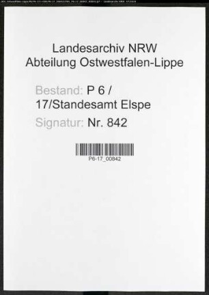 Sterberegister Standesamt Elspe