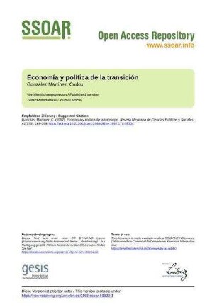 Economía y política de la transición