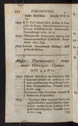 432-467, Medici: Pharmaceutici. Anatomici: Chirurgici: Chymici. in fol. 5. 8. & 12.