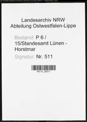 Sterberegister Standesamt Lünen-Horstmar